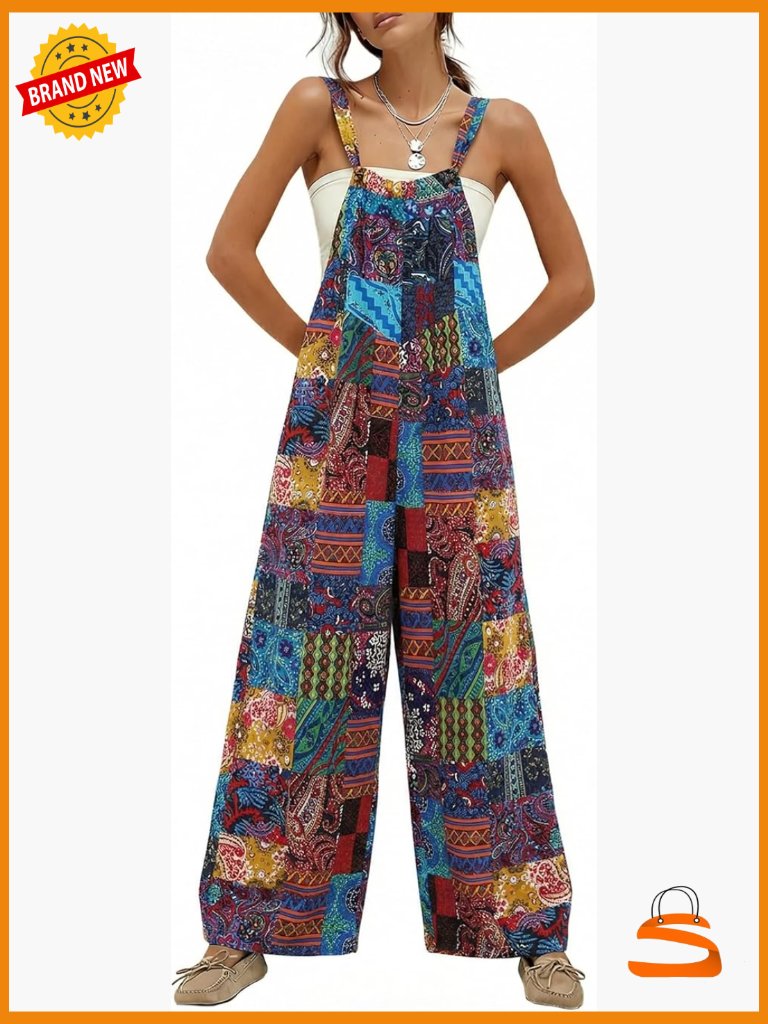 Women's Cotton Linen Wide Leg Jumpsuit With Pockets